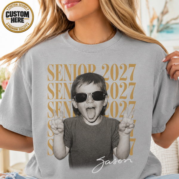 Personalized Senior Photo Shirt 2027, Vintage Graduate Picture Tee