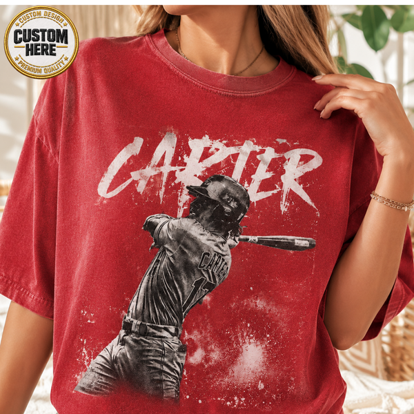 Personalized Baseball Player Shirt, Custom Name & Team Tee, Retro 90s Bootleg Style