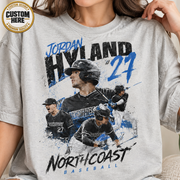 Custom Baseball Bootleg Shirt, Personalized Player Graphic Tee With Name & Number