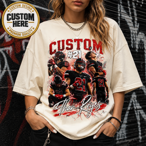 Custom Football Shirt, Personalized Family Player Photo Tee With Name & Number
