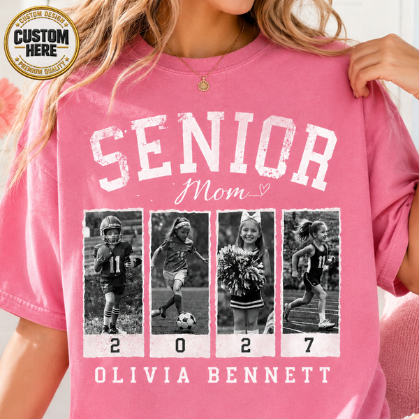 Personalized 2027 Senior Bootleg Football Shirt, Custom Football Mom Tee With Name & Number