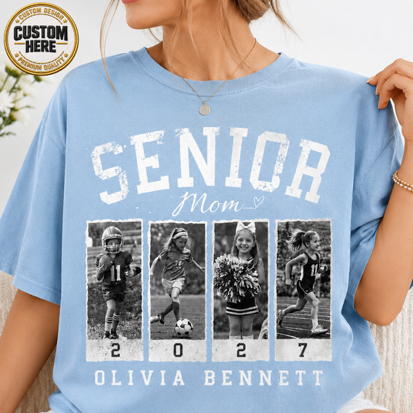 Personalized 2027 Senior Bootleg Football Shirt, Custom Football Mom Tee With Name & Number