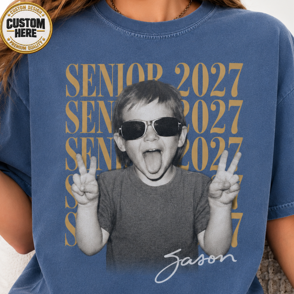 Personalized Senior Photo Shirt 2027, Vintage Graduate Picture Tee