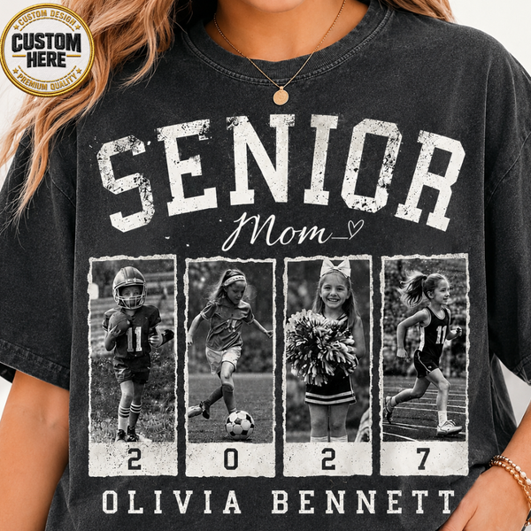 Personalized 2027 Senior Bootleg Football Shirt, Custom Football Mom Tee With Name & Number