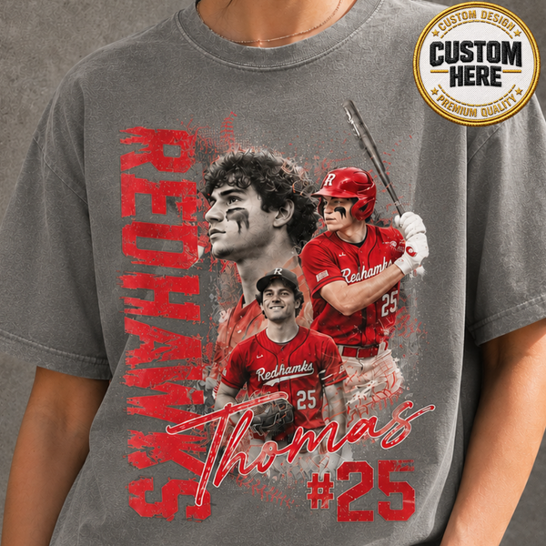 Custom Baseball Player Shirt, Personalized Team Name & Number Tee, Bootleg Style