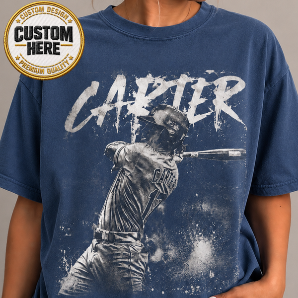 Personalized Baseball Player Shirt, Custom Name & Team Tee, Retro 90s Bootleg Style