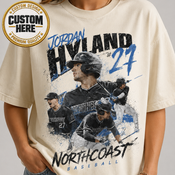 Custom Baseball Bootleg Shirt, Personalized Player Graphic Tee With Name & Number