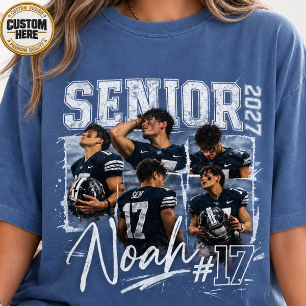 Custom 90s Bootleg Senior Football Mom Shirt, Retro Player Photo Tee