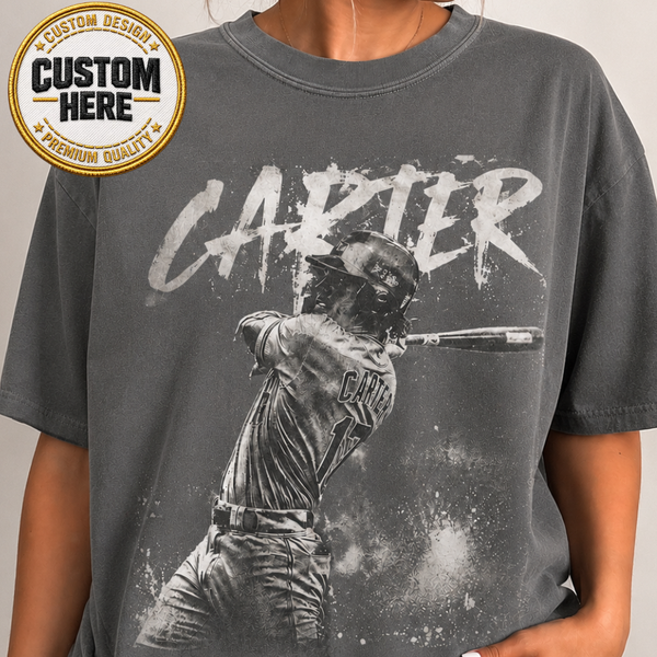 Personalized Baseball Player Shirt, Custom Name & Team Tee, Retro 90s Bootleg Style