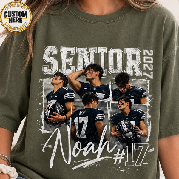 Custom 90s Bootleg Senior Football Mom Shirt, Retro Player Photo Tee