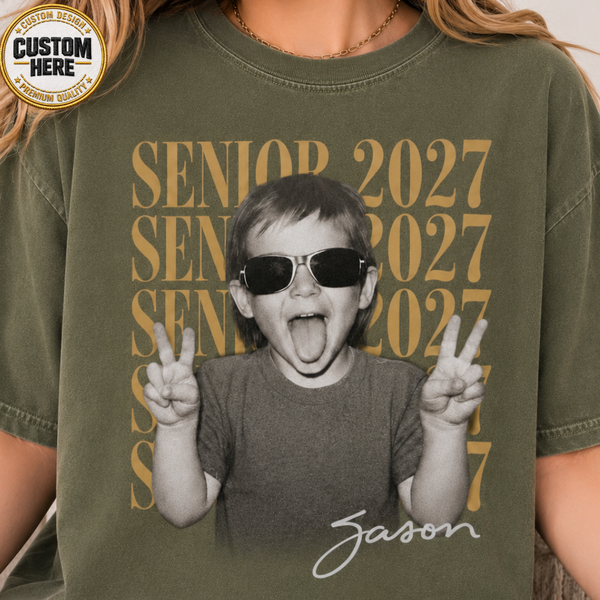 Personalized Senior Photo Shirt 2027, Vintage Graduate Picture Tee