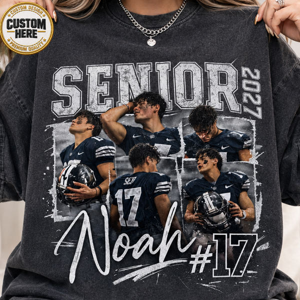 Custom 90s Bootleg Senior Football Mom Shirt, Retro Player Photo Tee