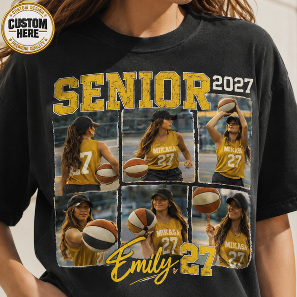 Senior Night 2027 Football Mom Shirt, Personalized Player Photo Tee
