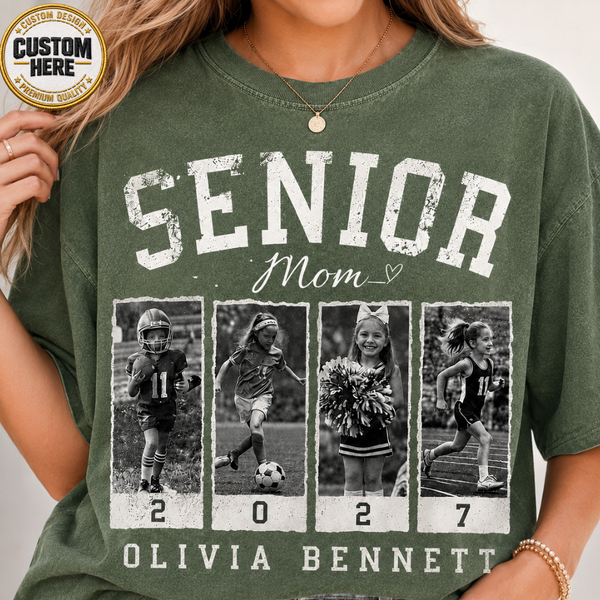 Personalized 2027 Senior Bootleg Football Shirt, Custom Football Mom Tee With Name & Number