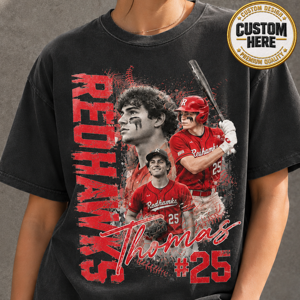 Custom Baseball Player Shirt, Personalized Team Name & Number Tee, Bootleg Style