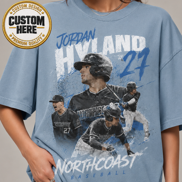 Custom Baseball Bootleg Shirt, Personalized Player Graphic Tee With Name & Number