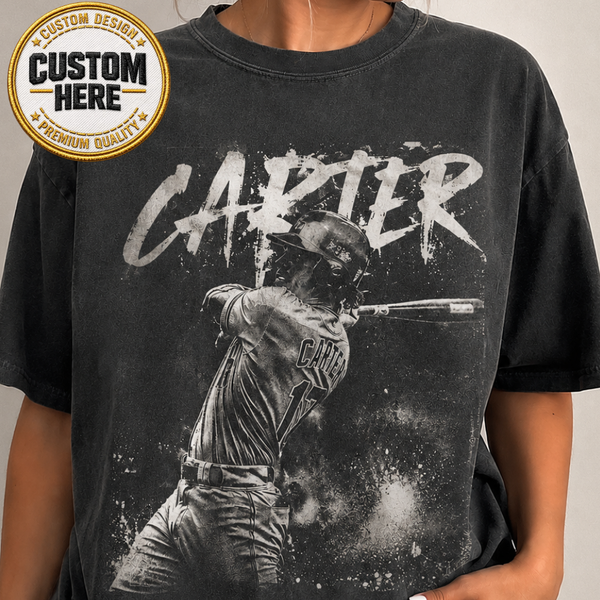 Personalized Baseball Player Shirt, Custom Name & Team Tee, Retro 90s Bootleg Style