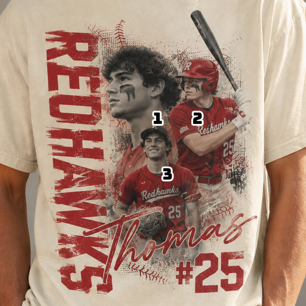 Custom Baseball Player Shirt, Personalized Team Name & Number Tee, Bootleg Style