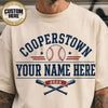 Personalized Baseball Shirt, Custom Cooperstown Team Tee, Retro Tournament Style 2026